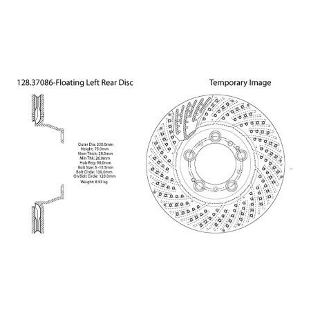 Centric Premium OE Style Drilled Brake Rotor, Parts 128.37086